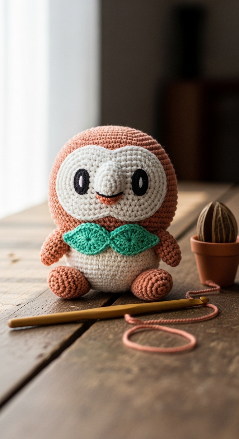Rowlet Plush – Free Crochet Pattern