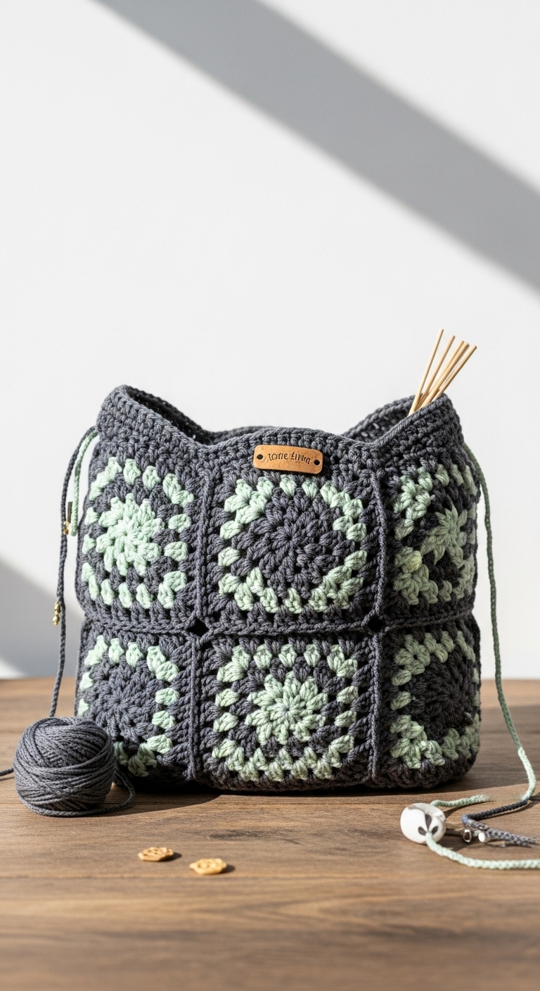 crochet bag of granny squares