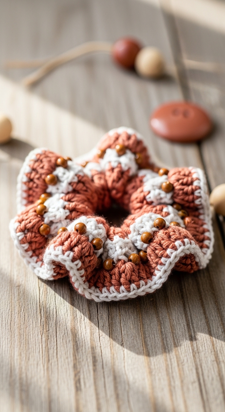 free crochet pattern beaded boho scrunchie