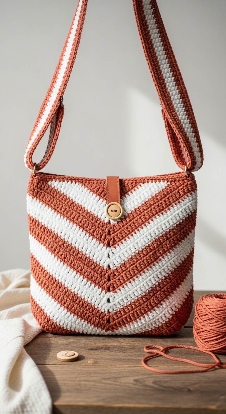 crochet chevron shoulder bag
