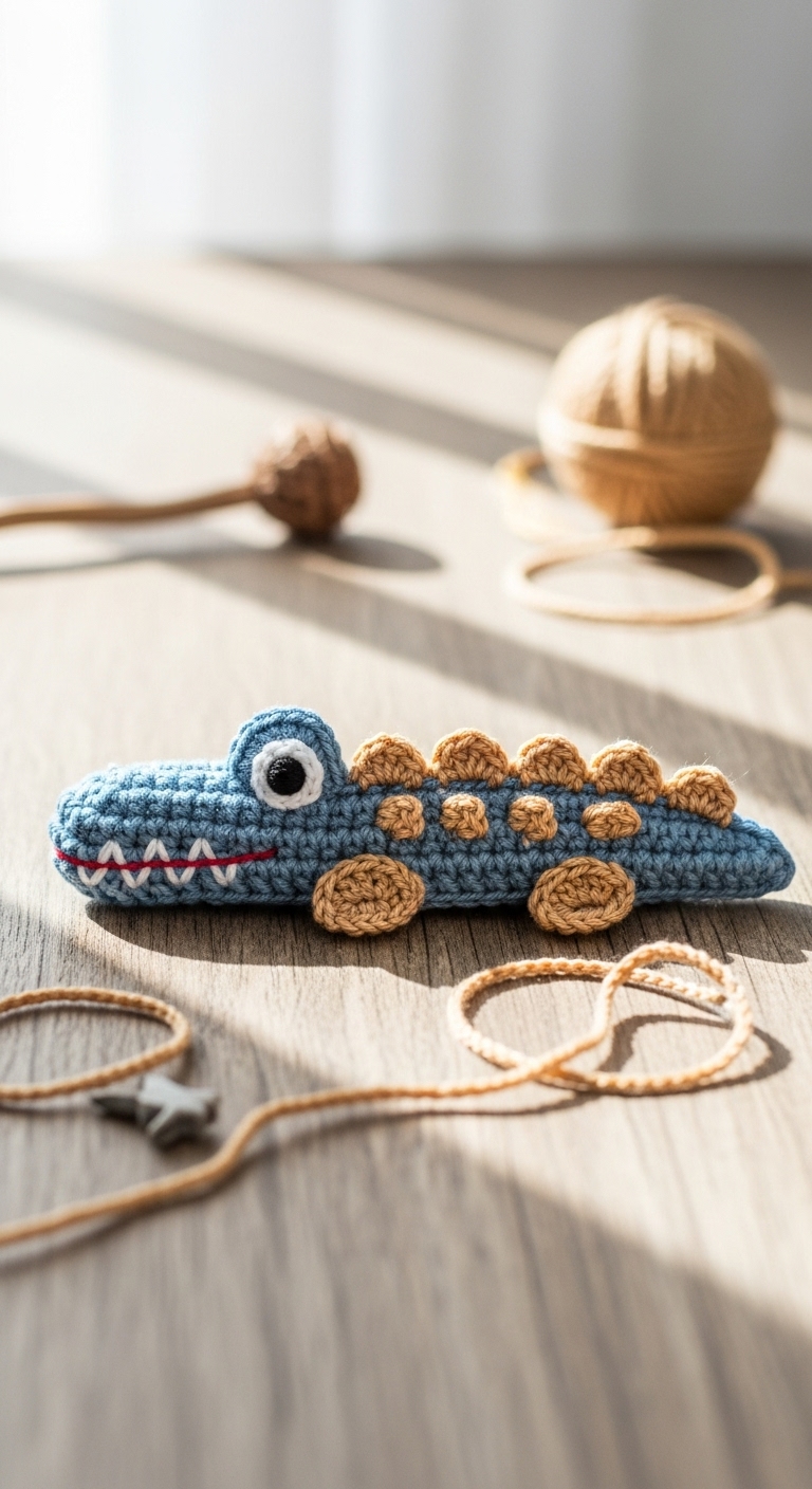 free crochet crocodile applique pattern