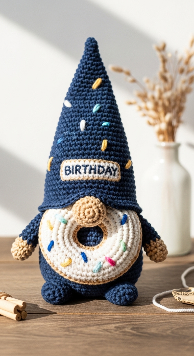 donut birthday gnome free crochet gnome pattern