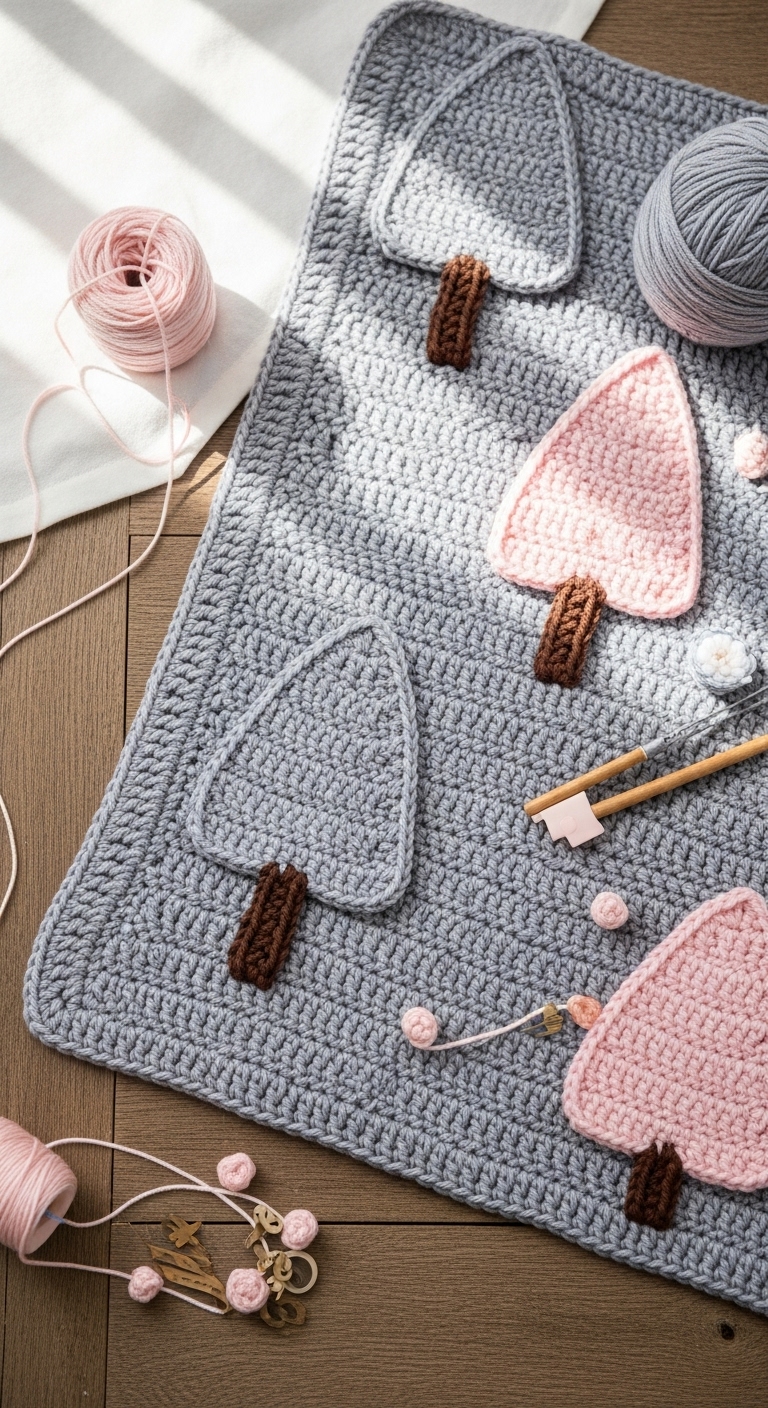 forest appliqes blanket pattern