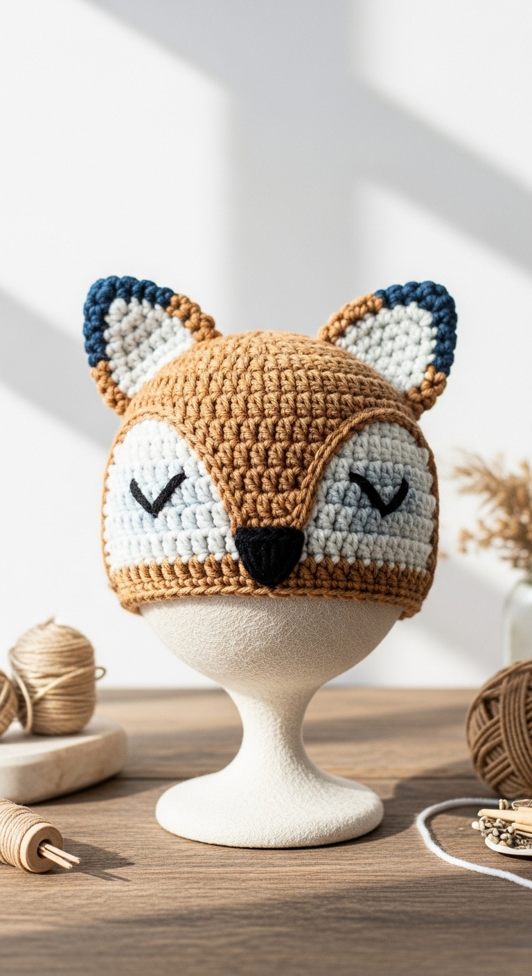 crochet fox hat sizes newborn to teen free pattern