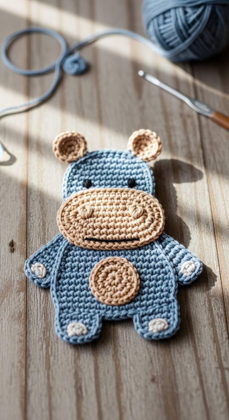 crochet hippo applique pattern