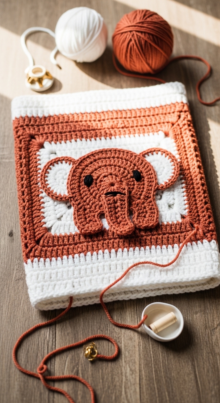 crochet jungle safari blanket how to crochet elephant applique