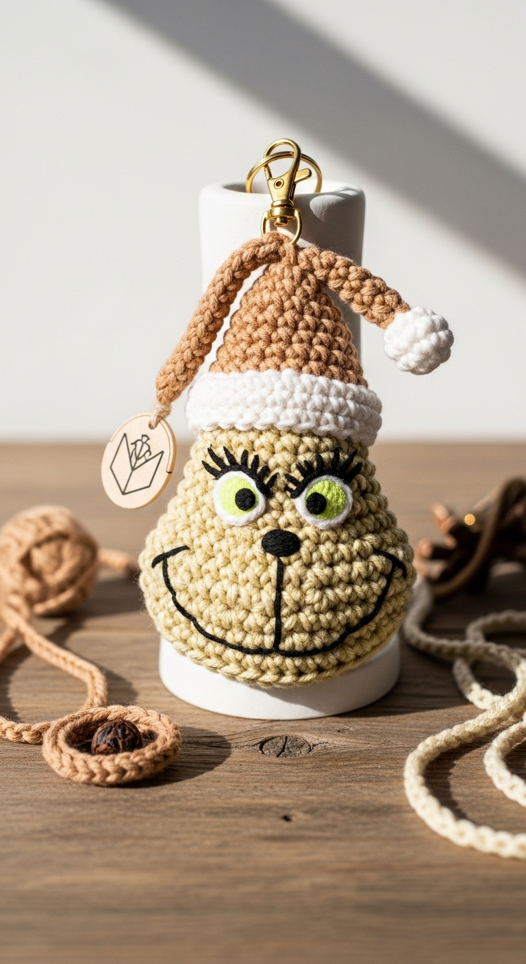 crochet keychain the grinch free pattern