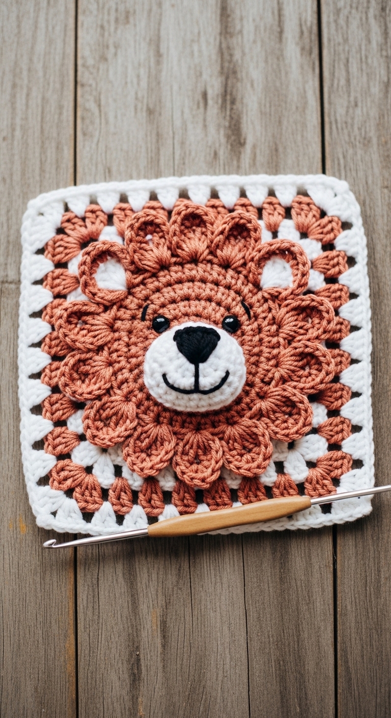 crochet lion granny square free pattern