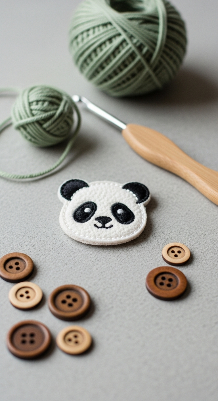 crochet panda applique pattern