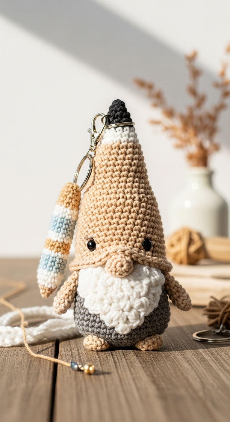 free crochet pattern pencil gnome keychain perfect for teachers gifts