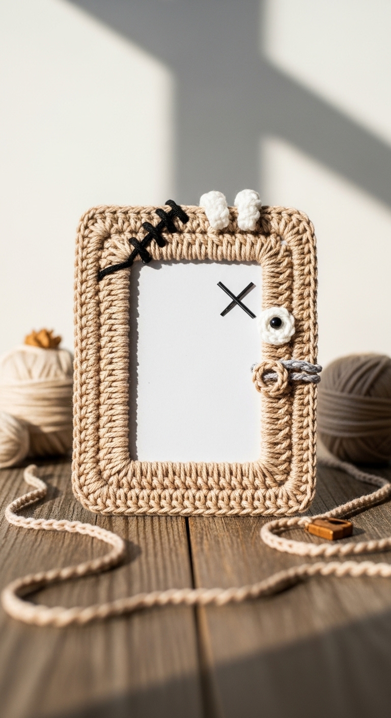 crochet photo frame frankenstein