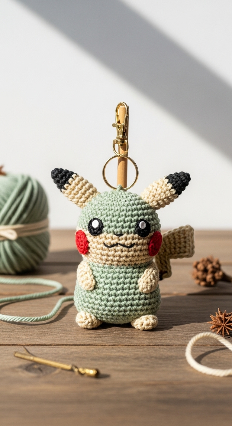 crochet pikachu keychain free pattern