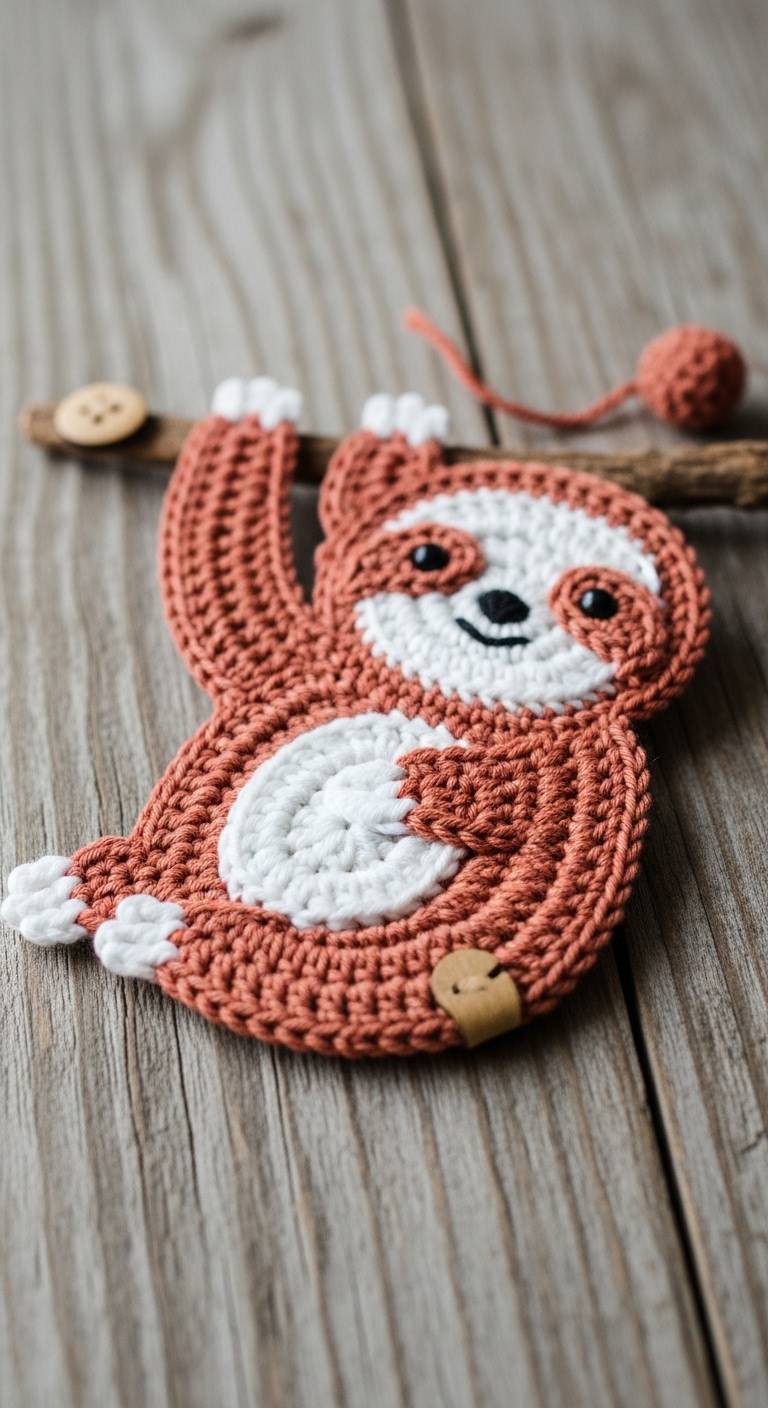 free crochet sloth applique pattern