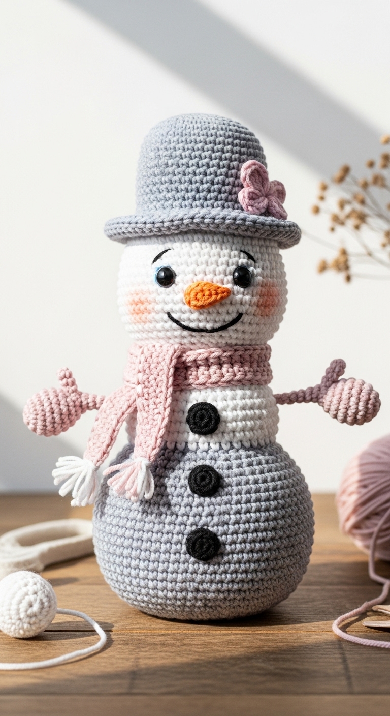 snowman mini basket free crochet pattern