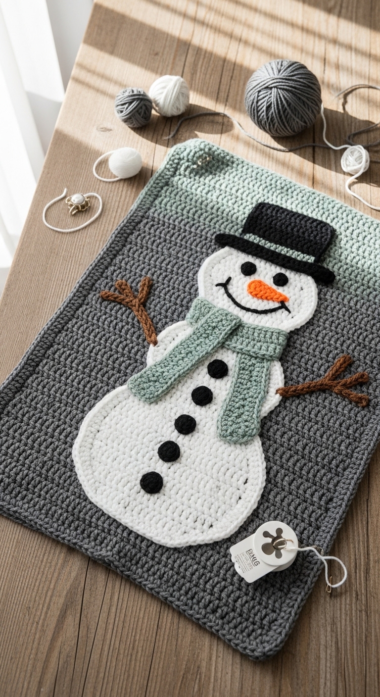 snowmen blanket free christmas crochet pattern