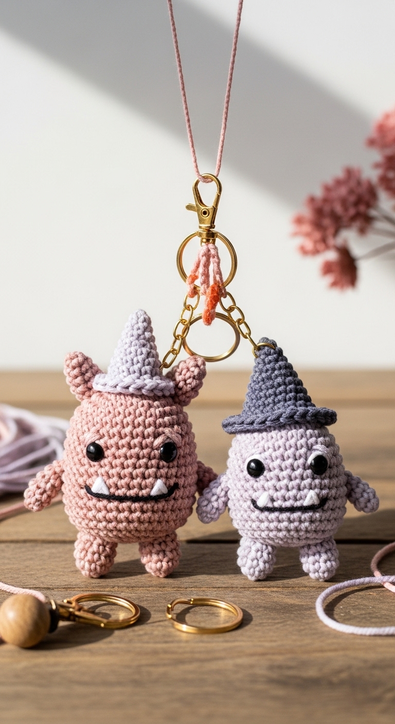 spooky halloween monsters keychain pattern