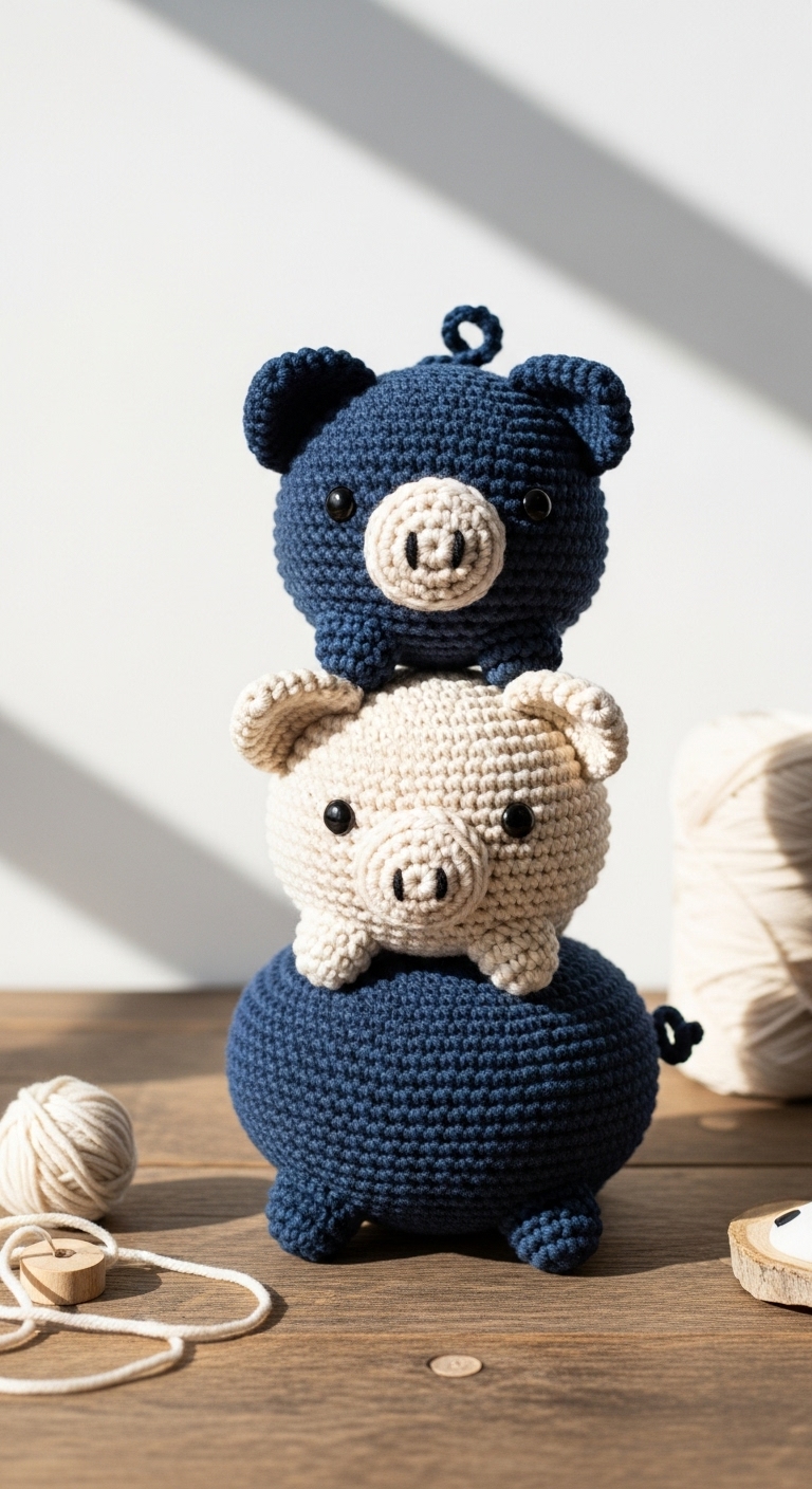 stacking pig toy free crochet pattern