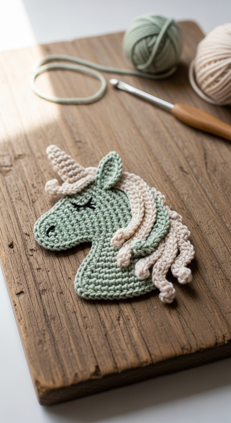crochet unicorn applique
